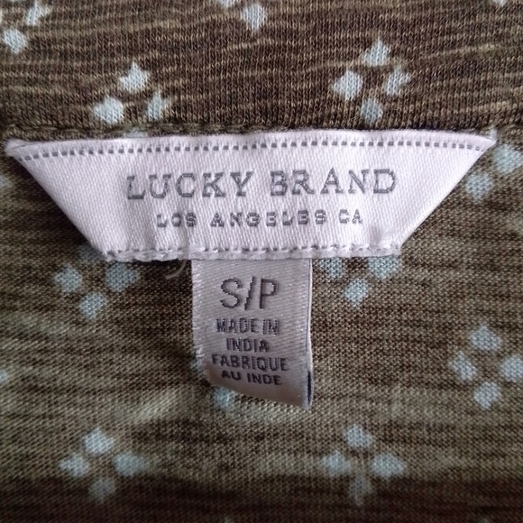 Lucky brand Paisley Print Henley brown Small/P - Picture 5 of 7